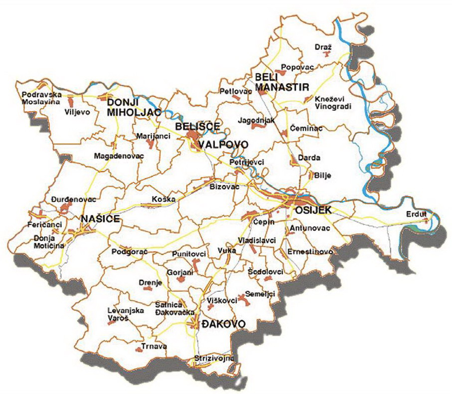 osječko baranjska županija karta Osnovna škola 