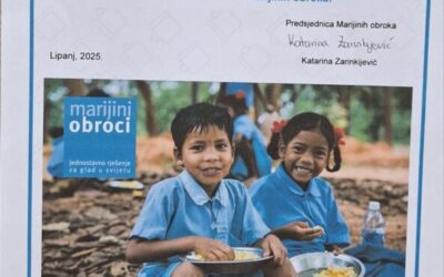 Zahvalnica za sudjelovanje u projektu „Marijini obroci“